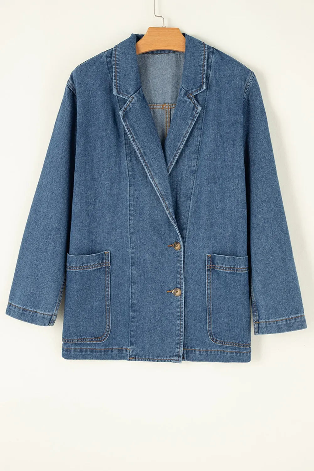 Pocketed Long Sleeve Denim Jacket, view 11