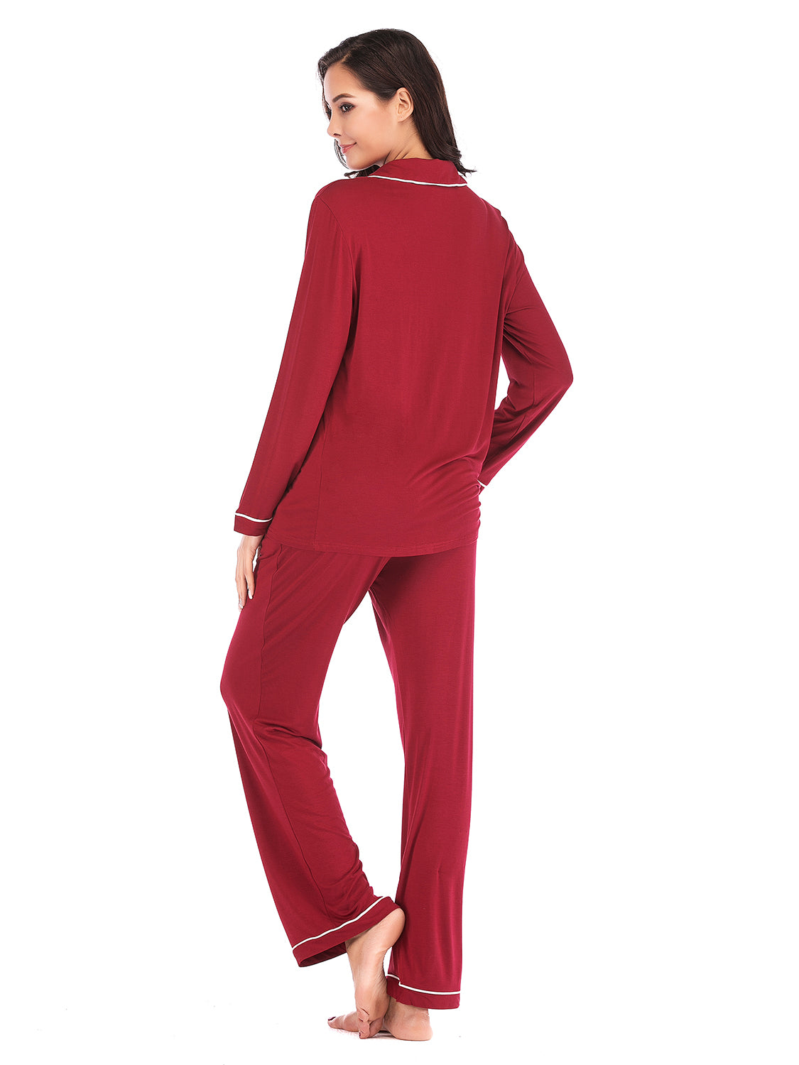 Collared Neck Long Sleeve Loungewear Set with Pockets - Lilixa.store