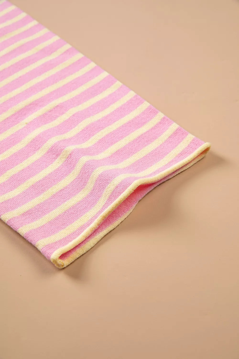 Plus Size Striped Long Sleeve Button Detail Sweater in Dusty Pink, view 11