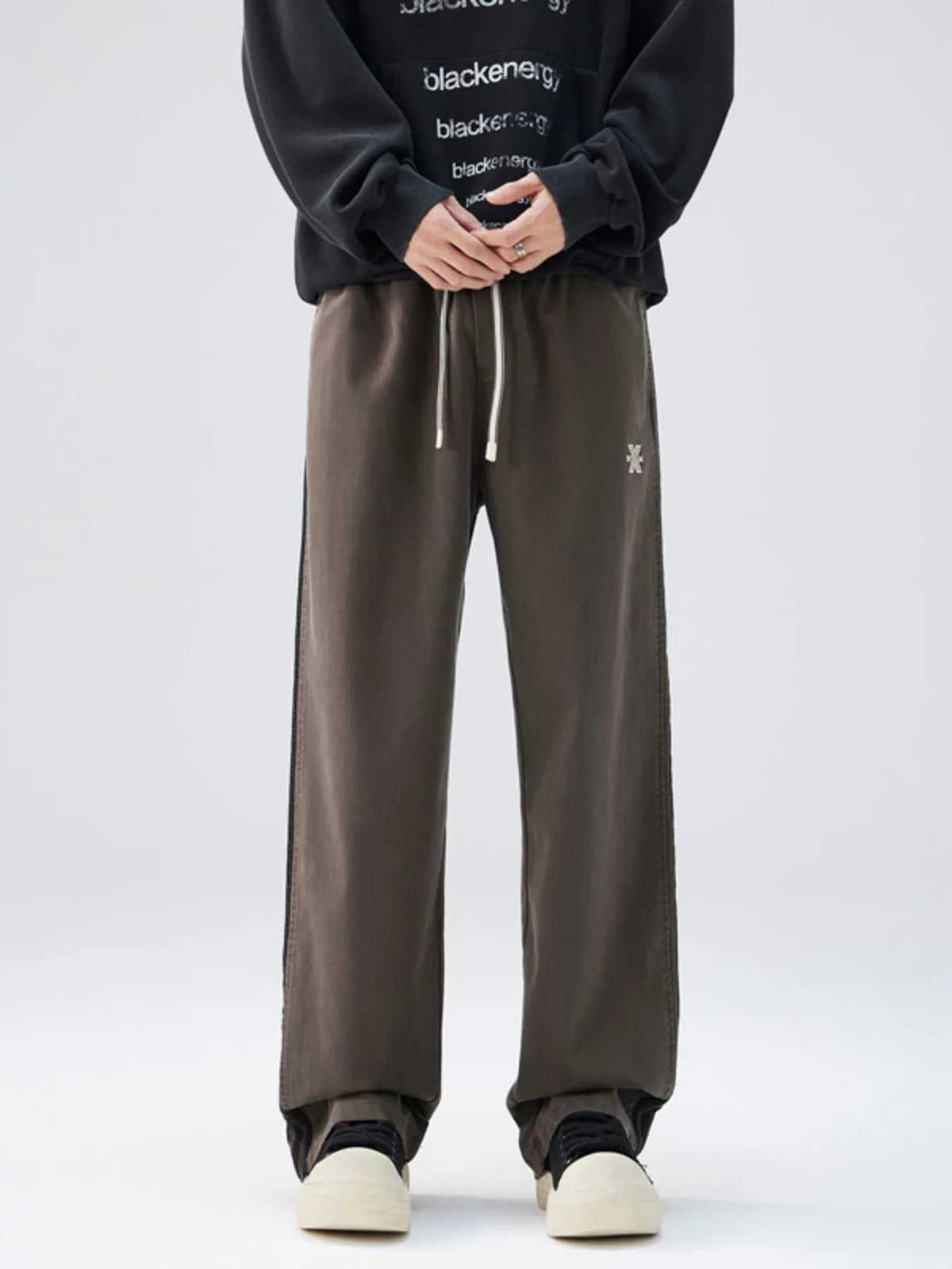 Men's Full Size Casual Loose Fit Drawstring Pants Plus Size in Camel
