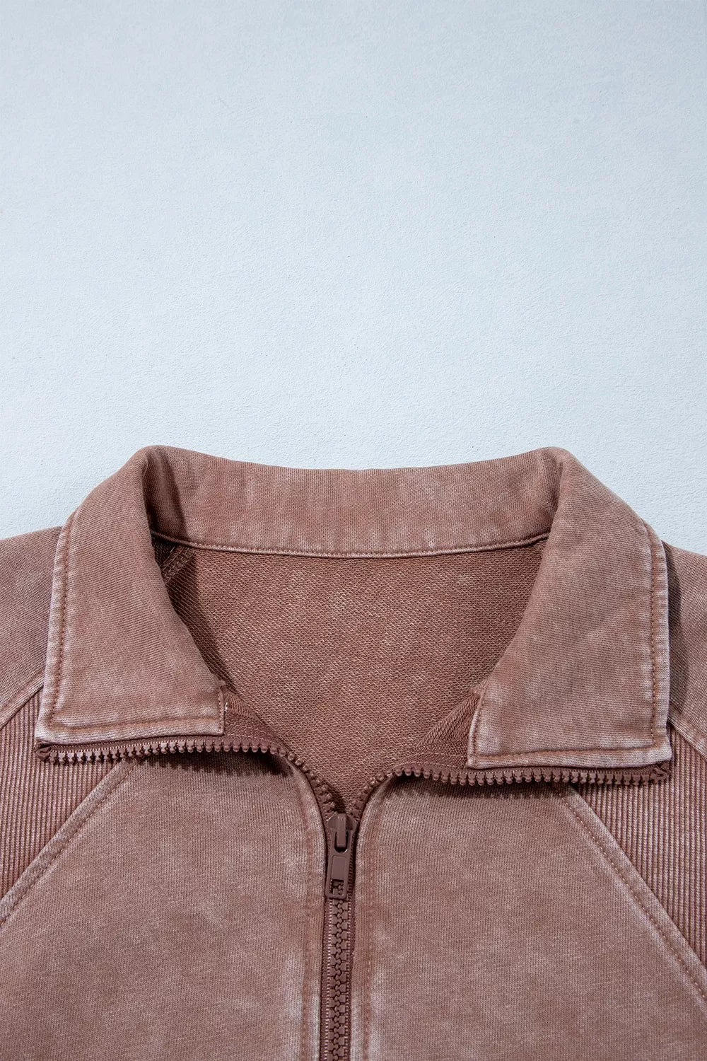 Vintage Half-Zip Long Sleeve Ribbed Cuffs Hem Shift Silhouette Sweatshirt - Lilixa.store