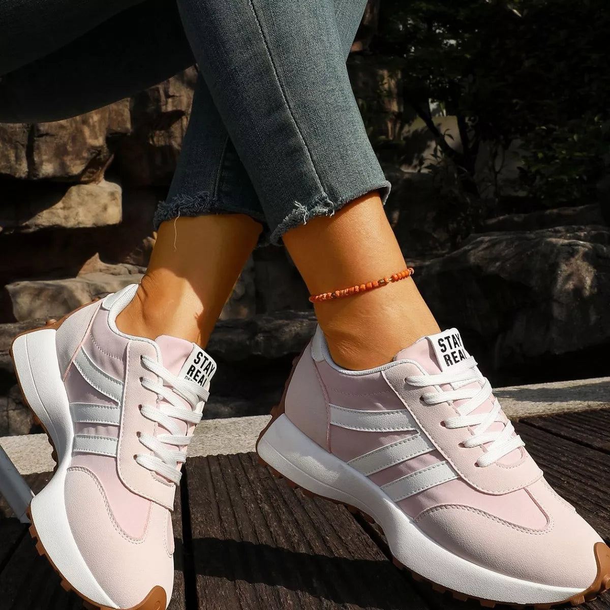 Round Toe Lace Up Sneakers