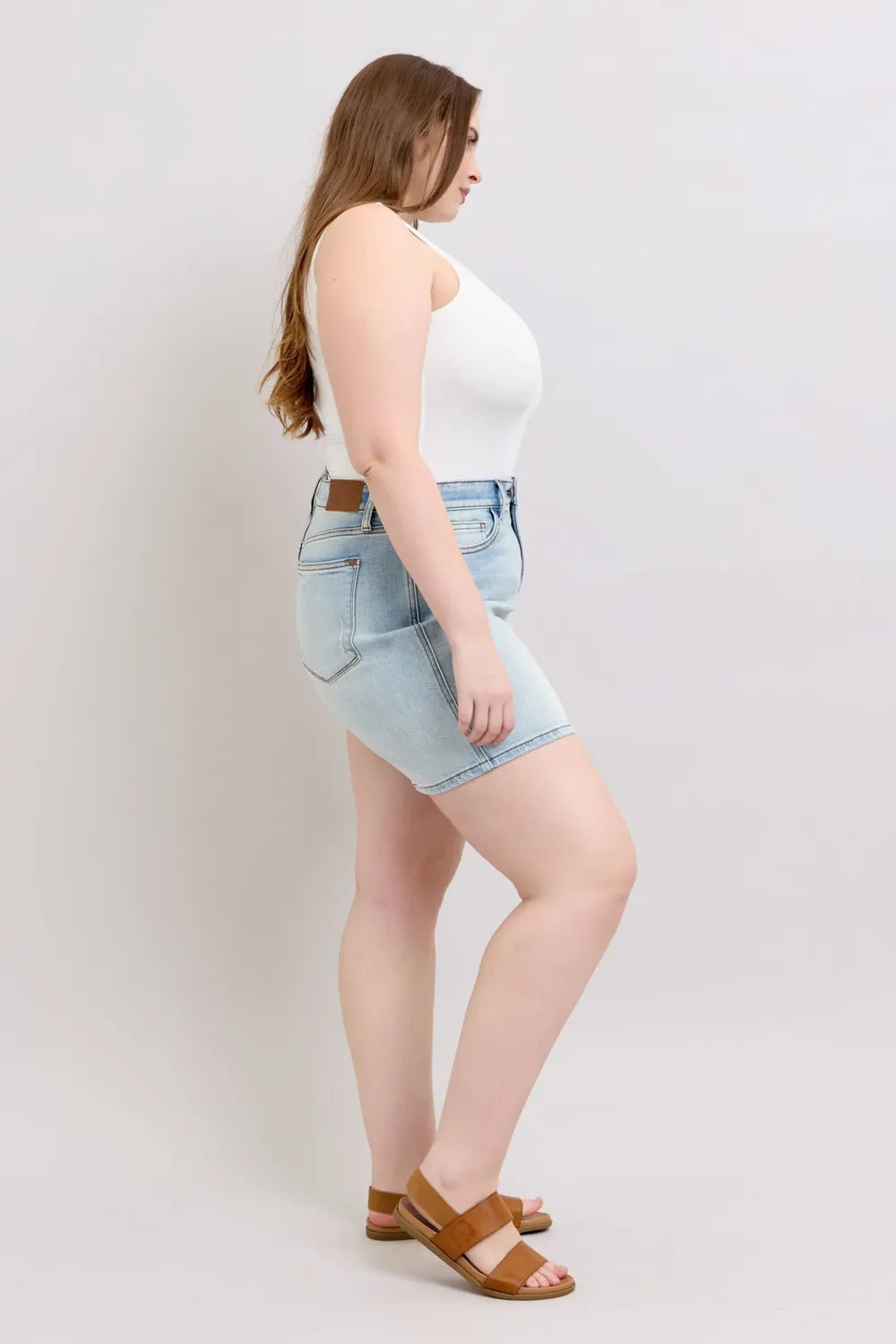 Judy Blue Full Size 2 Button Denim Shorts with Pockets Plus Size - Lilixa.store