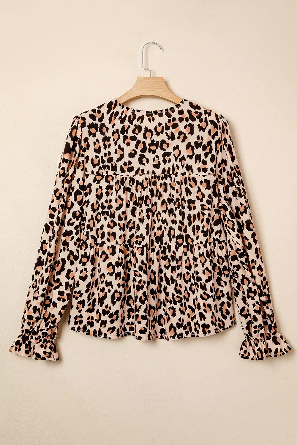 Leopard Print Tie-Neck Blouse, view 5
