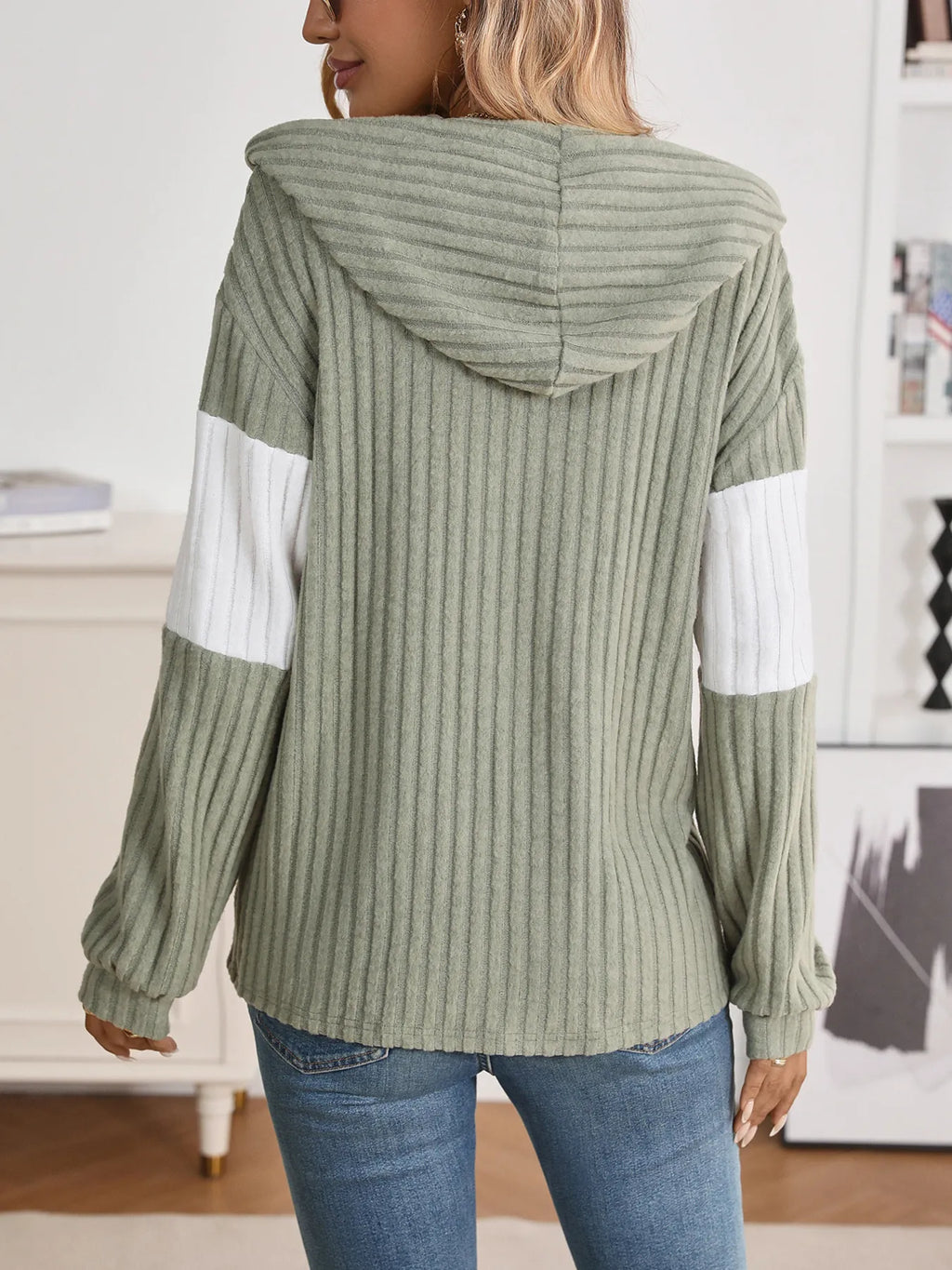 Drawstring Color Block Zip Up Outerwear - Lilixa.store