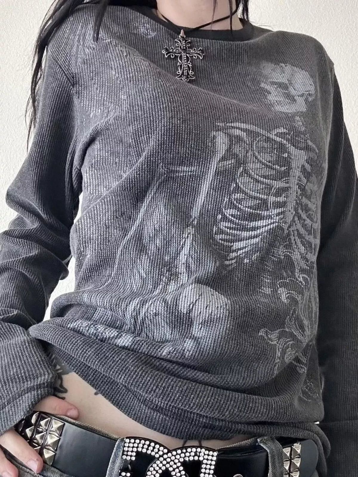 Skeleton Long Sleeve T-Shirt in Gray