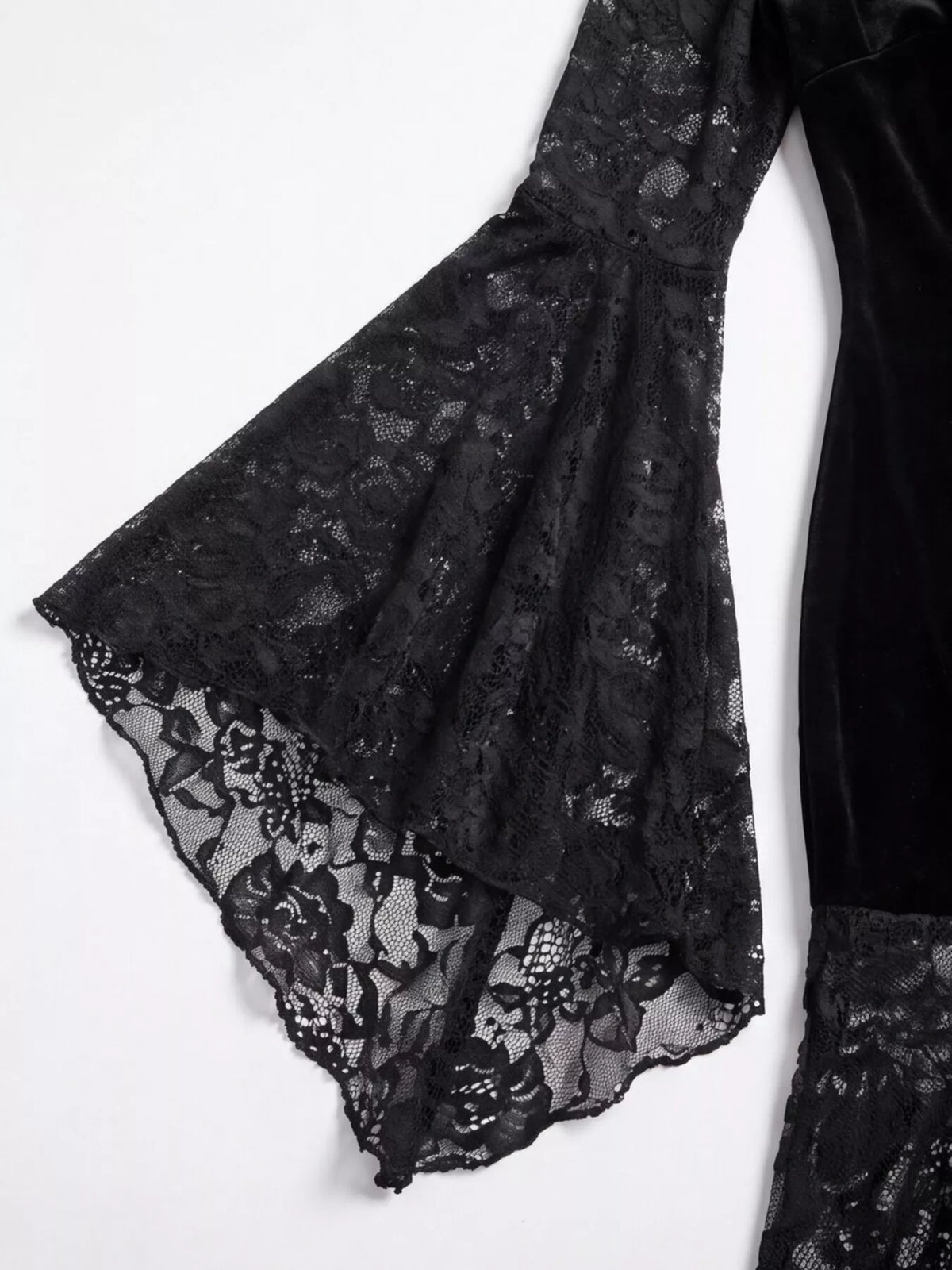 Lace V-Neck Flare Sleeve Dress - Lilixa.store