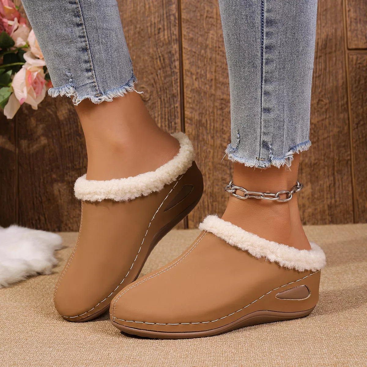 Cozy Plush Lined Wedge Slippers - Lilixa.store