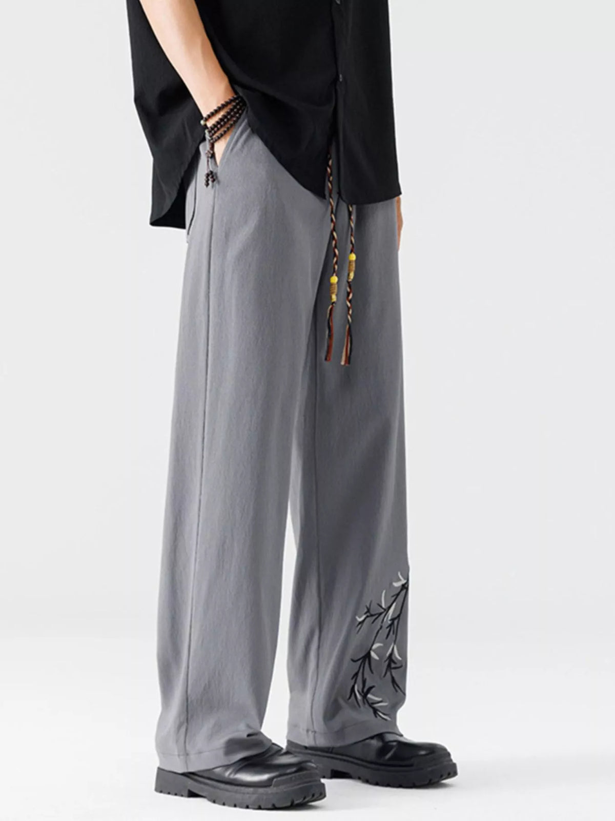 Men's Full Size Wide Leg Pants Plus Size in Dark Gray