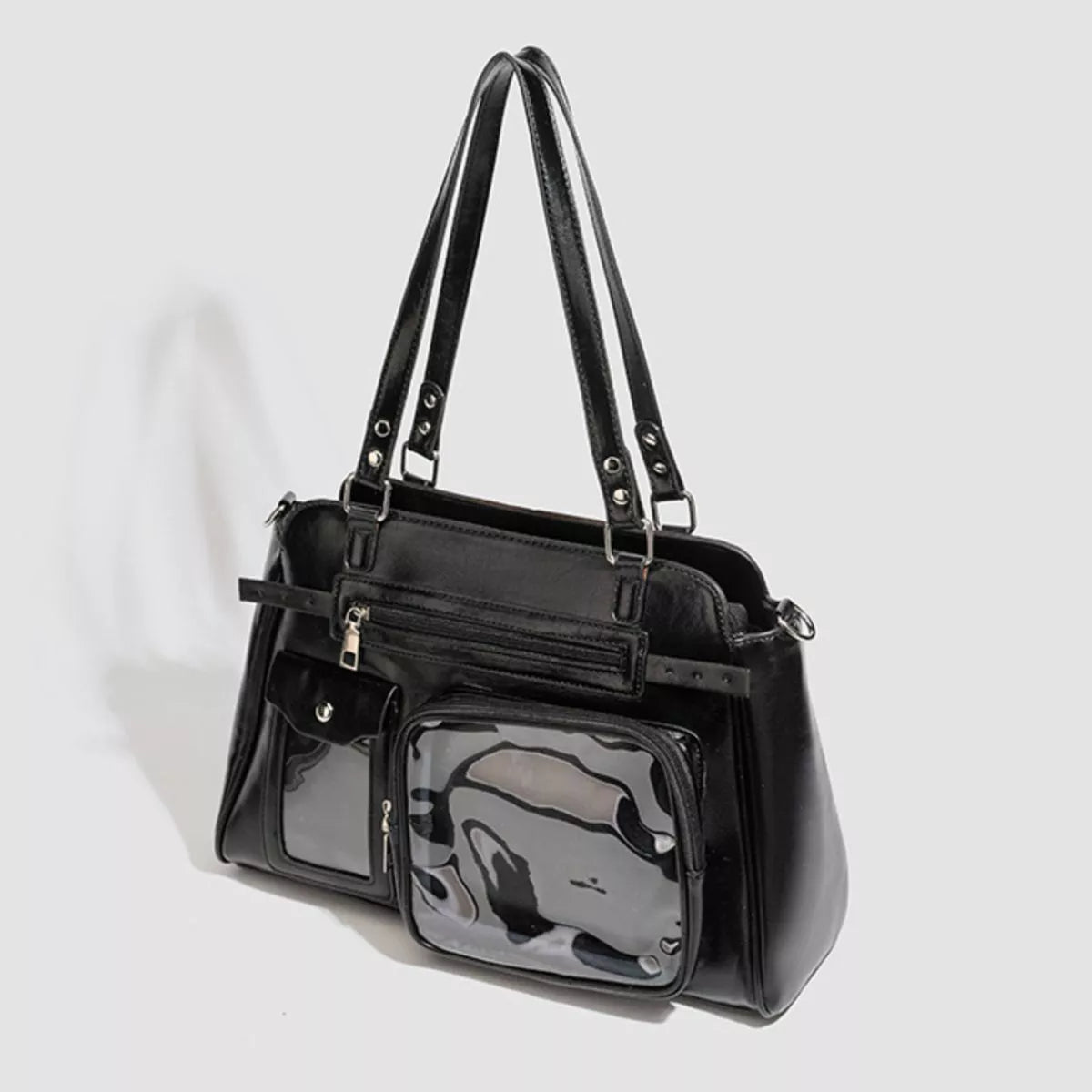 Multi-Pocket Clear Window Shoulder Bag