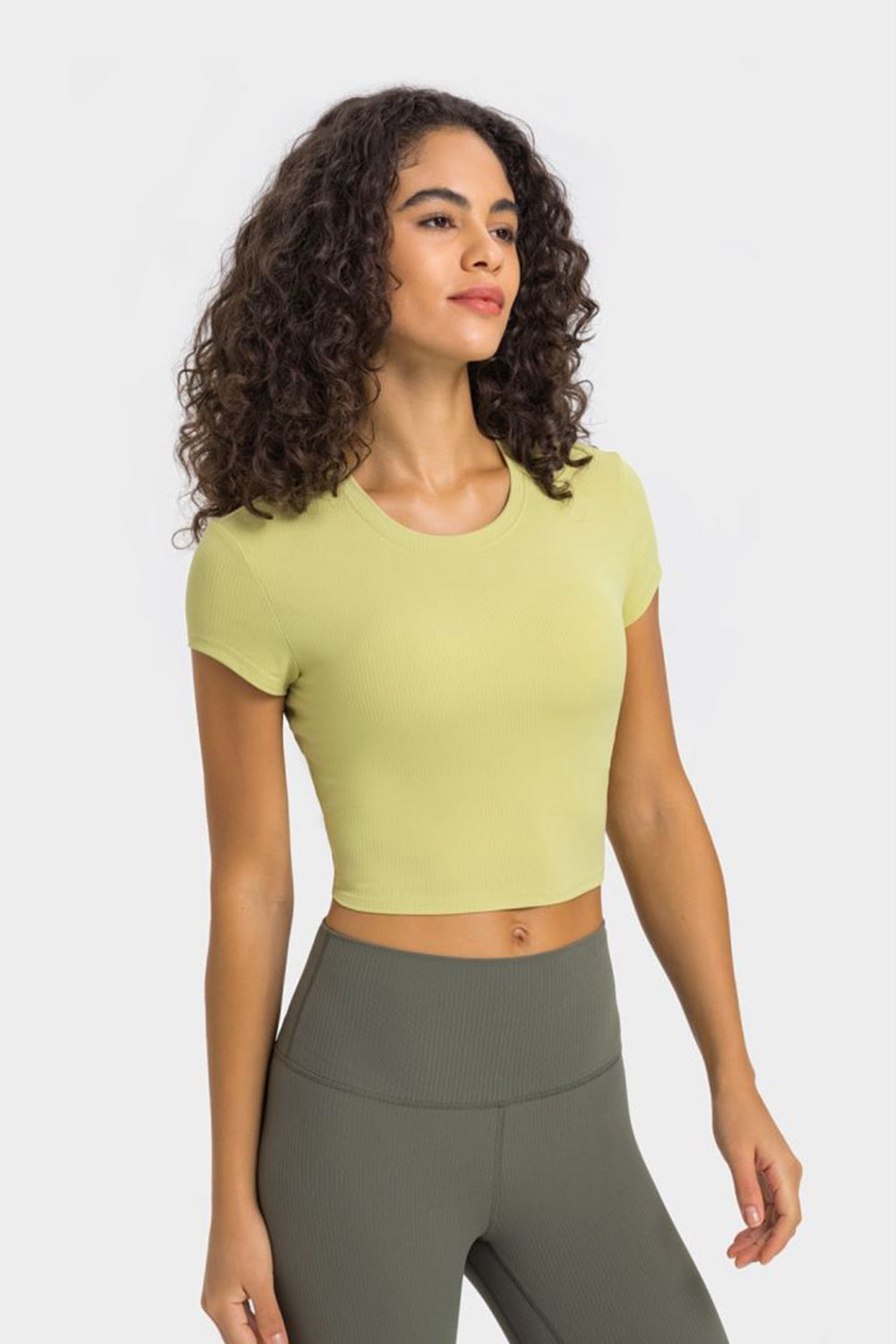 Millennia Round Neck Short Sleeve Cropped Sports T-Shirt - Lilixa.store