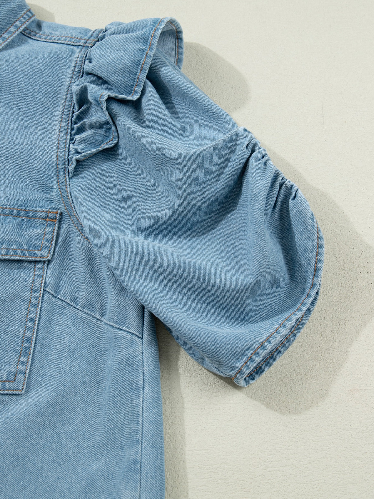 Ruffled Button-Down Denim Shirt - Lilixa.store