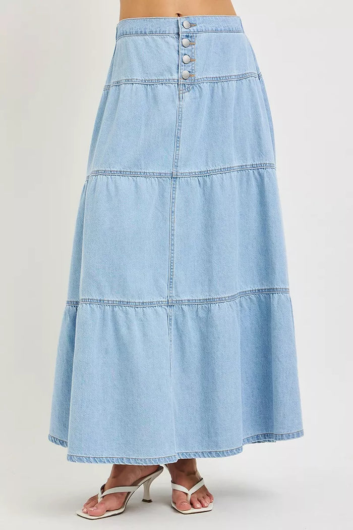 RISEN High Rise Ruffle Long Skirts - Lilixa.store