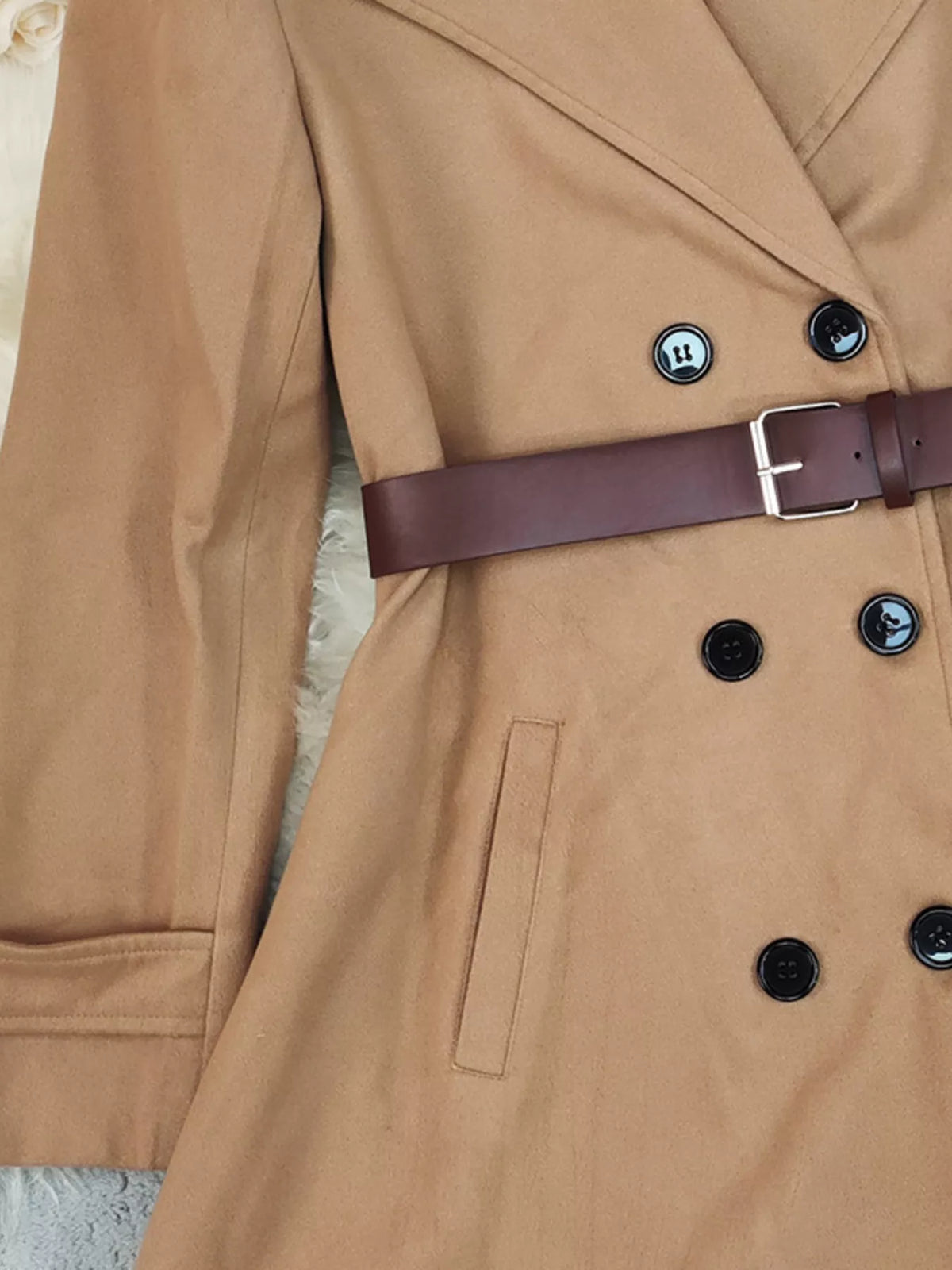 Double-Breasted Wool Blend Coat - Lilixa.store