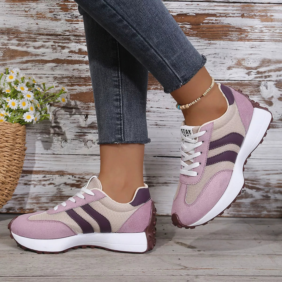 Lace Up Round Toe Sneakers - Lilixa.store
