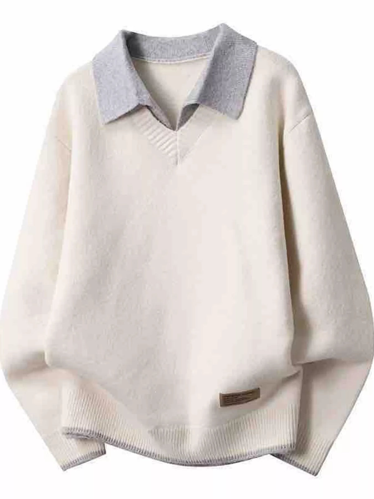 Men's Plus Size Polo Collar Long Sleeve Sweater - Lilixa.store