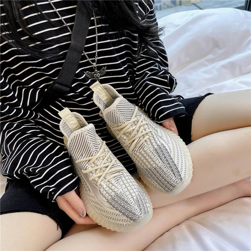 Mesh Lace-Up Platform Athletic Shoes - Lilixa.store