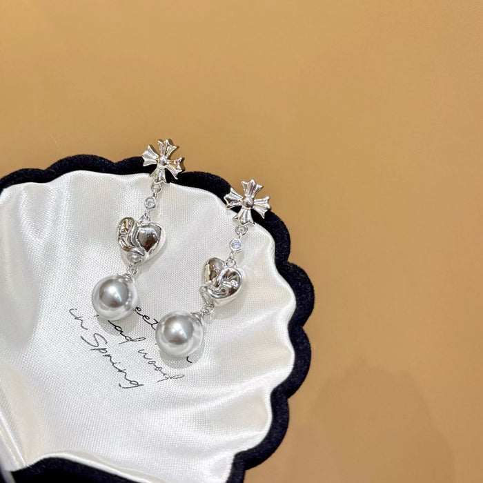 Pearl Heart Drop Earrings - Lilixa.store