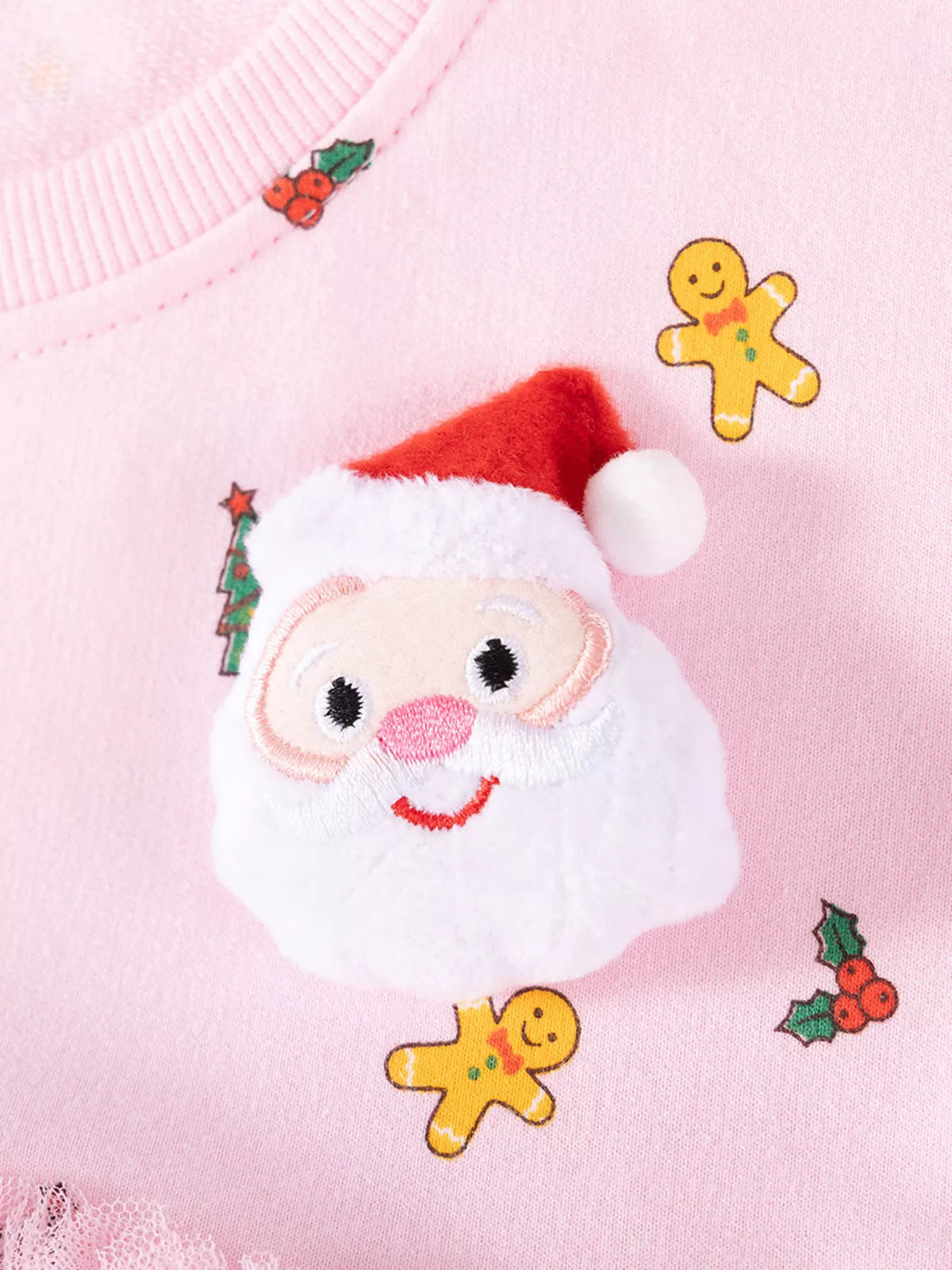 Children's Christmas Santa Claus Tulle Long-Sleeve Dress - Lilixa.store