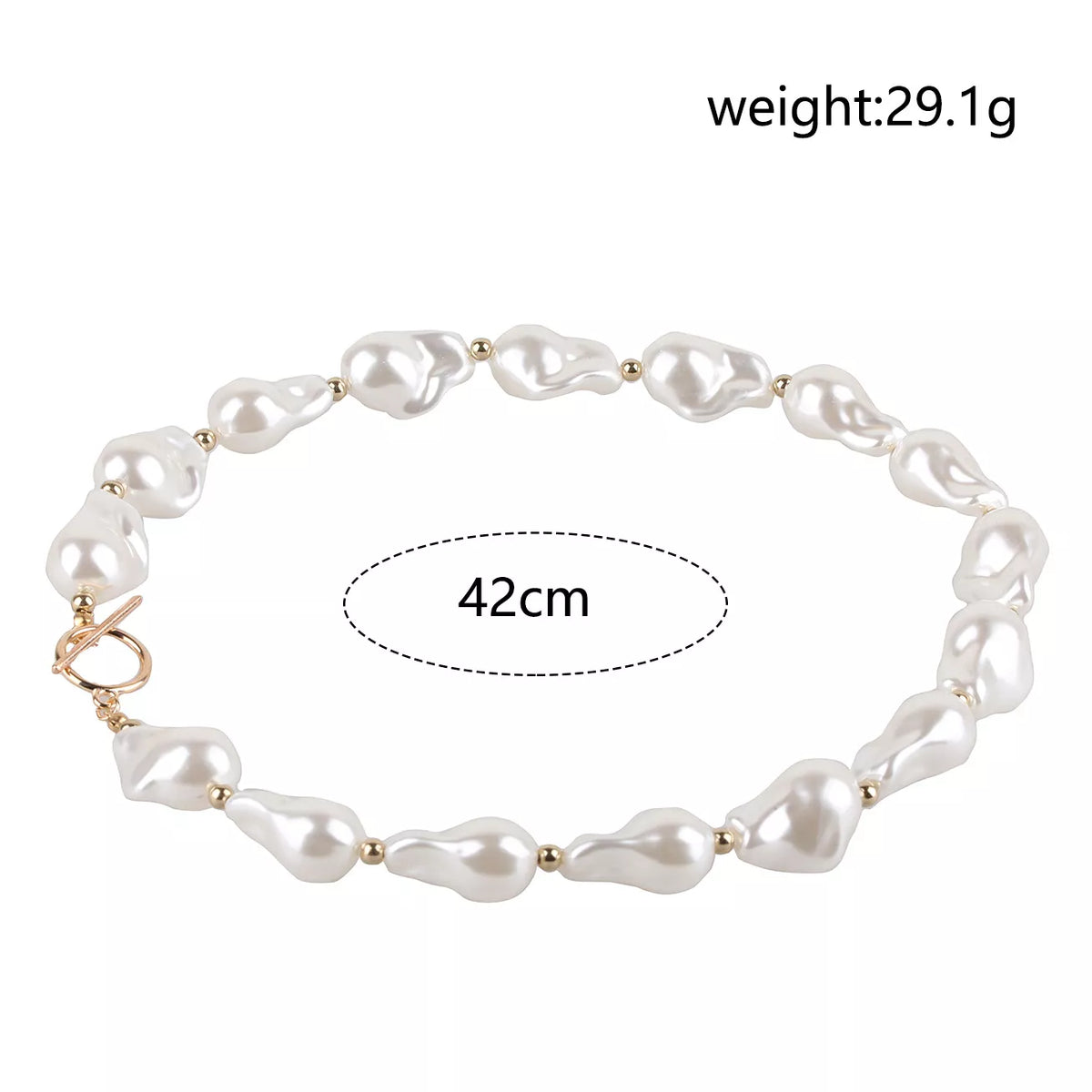 Synthetic Pearl Necklace with Toggle Clasp - Lilixa.store