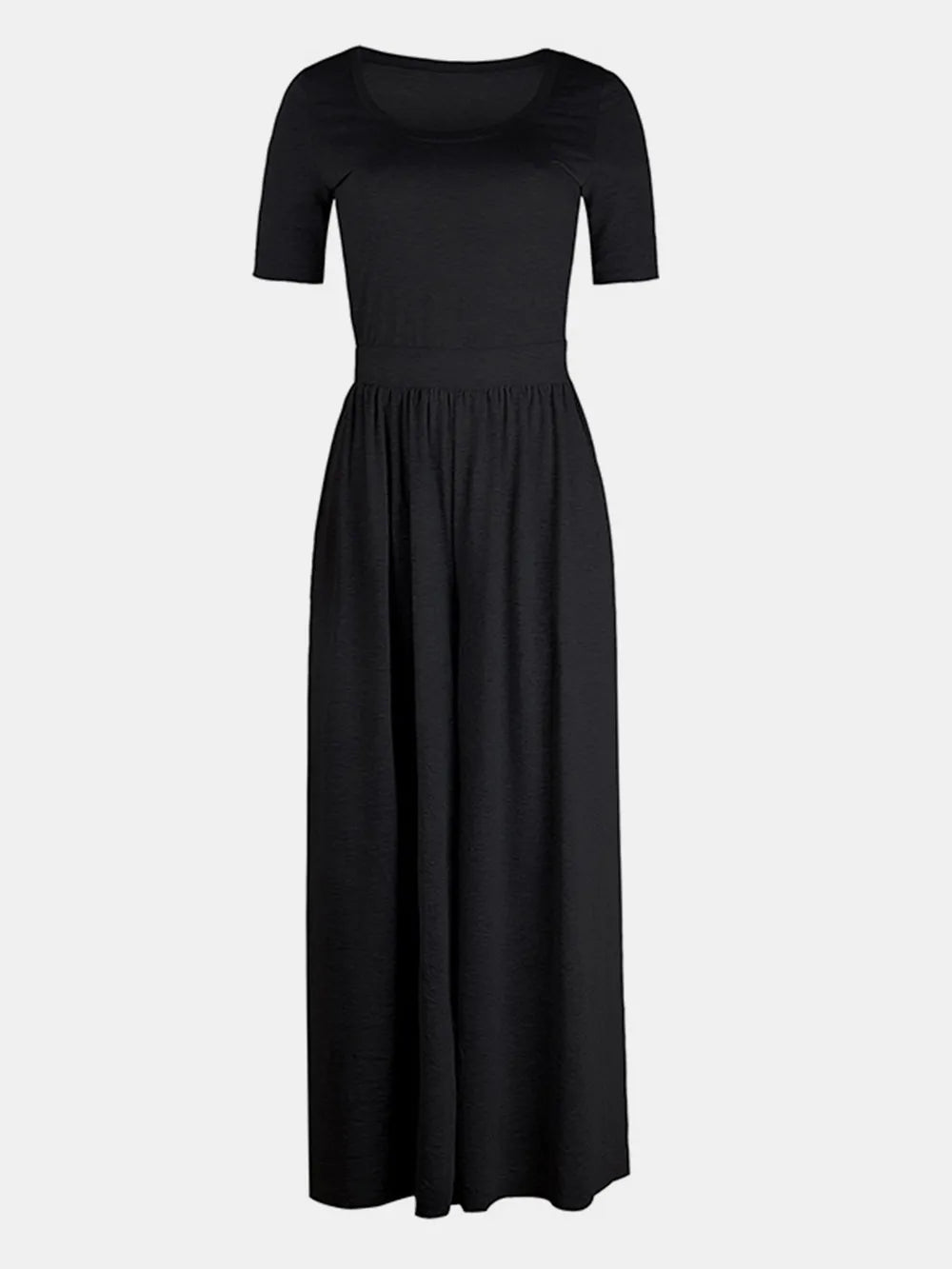 Scoop Neck Short Sleeve Jumpsuit - Lilixa.store