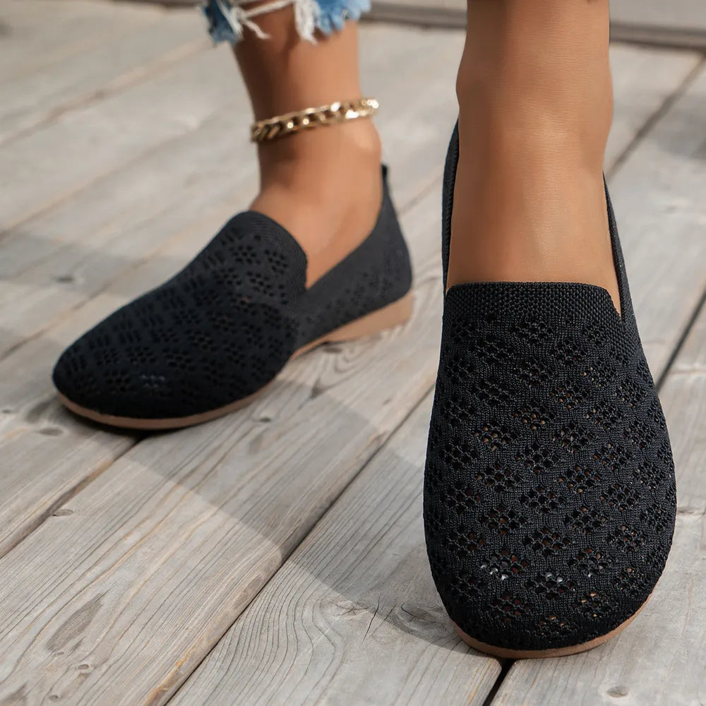 Mesh Round Toe Flat Slip-Ons, view 3