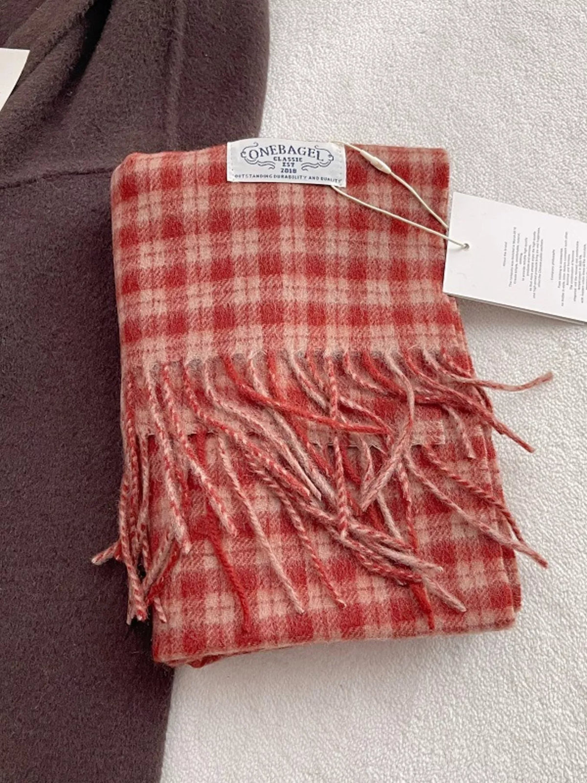Classic Plaid Fringe Scarf, view 3