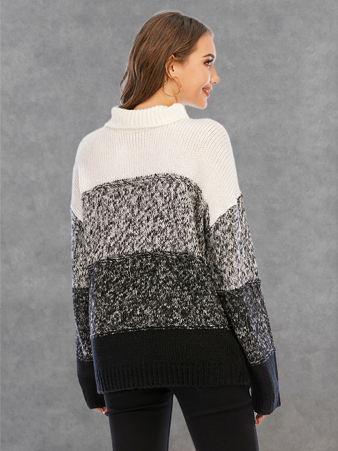 Angel Wings Color Block Turtleneck Sweater, view 2