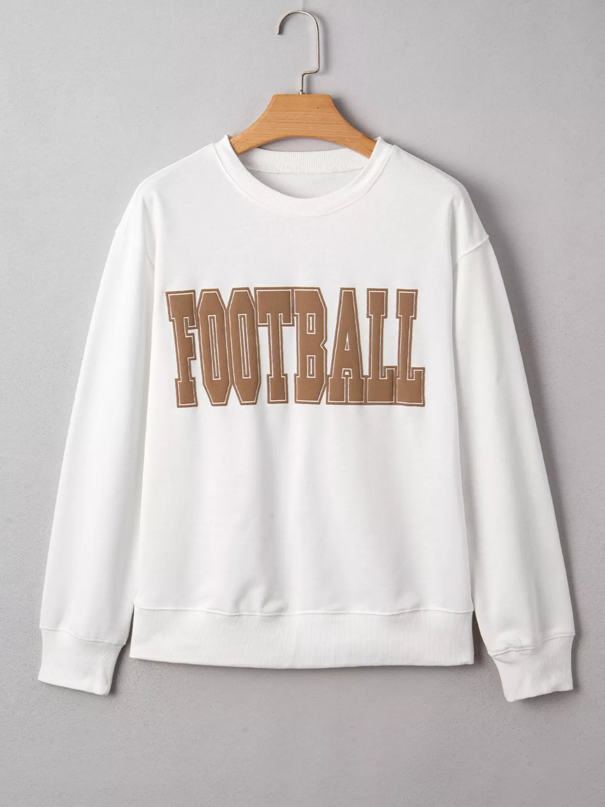 FOOTBALL 3D Letter Graphic Crew Neck Sweatshirt - Lilixa.store