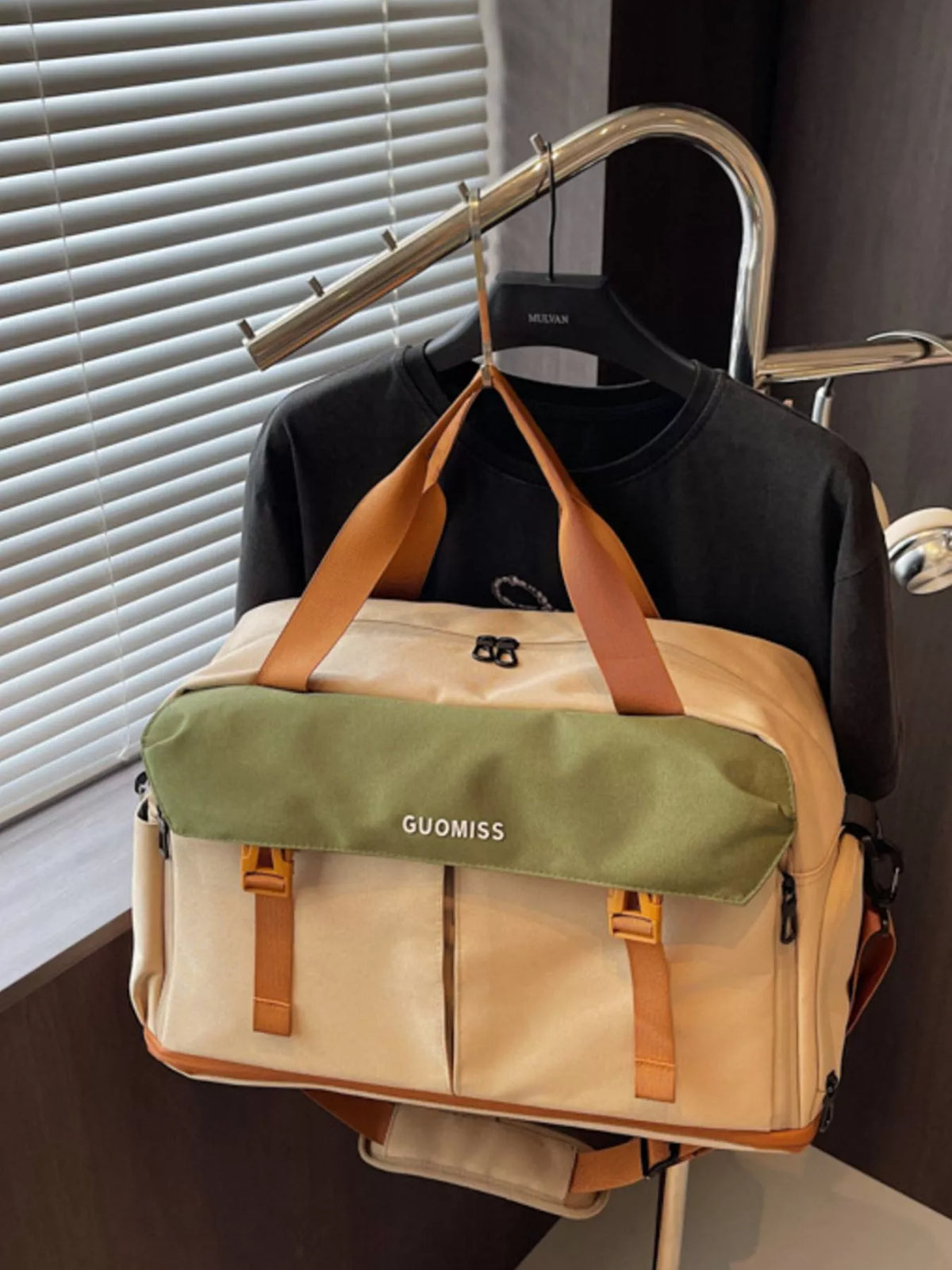 Color Block Travel Bag in Khaki