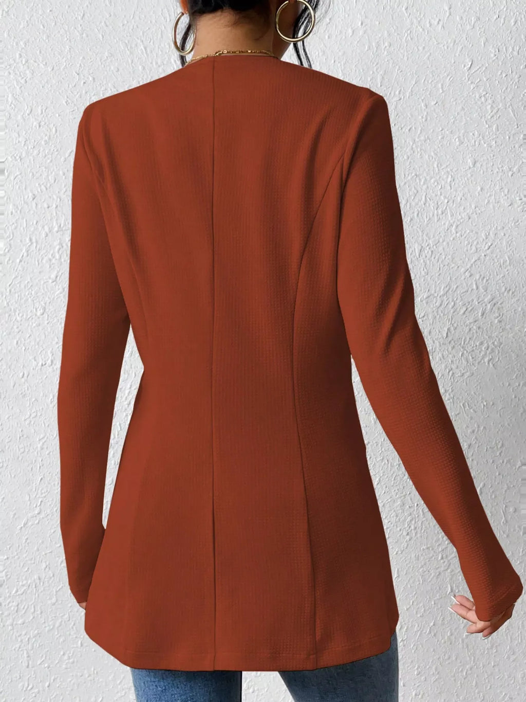 One Button Long Sleeve Blazer - Lilixa.store