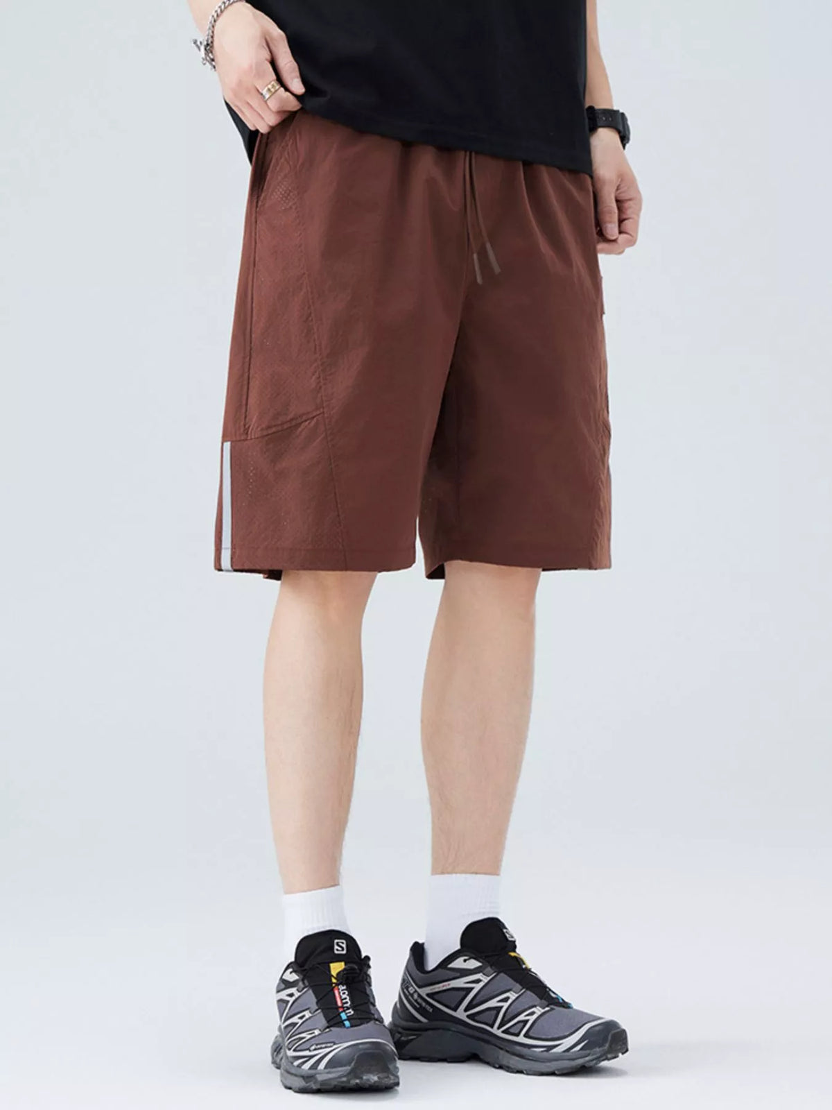 Men's Plus Size Casual Striped Shorts, view 2
