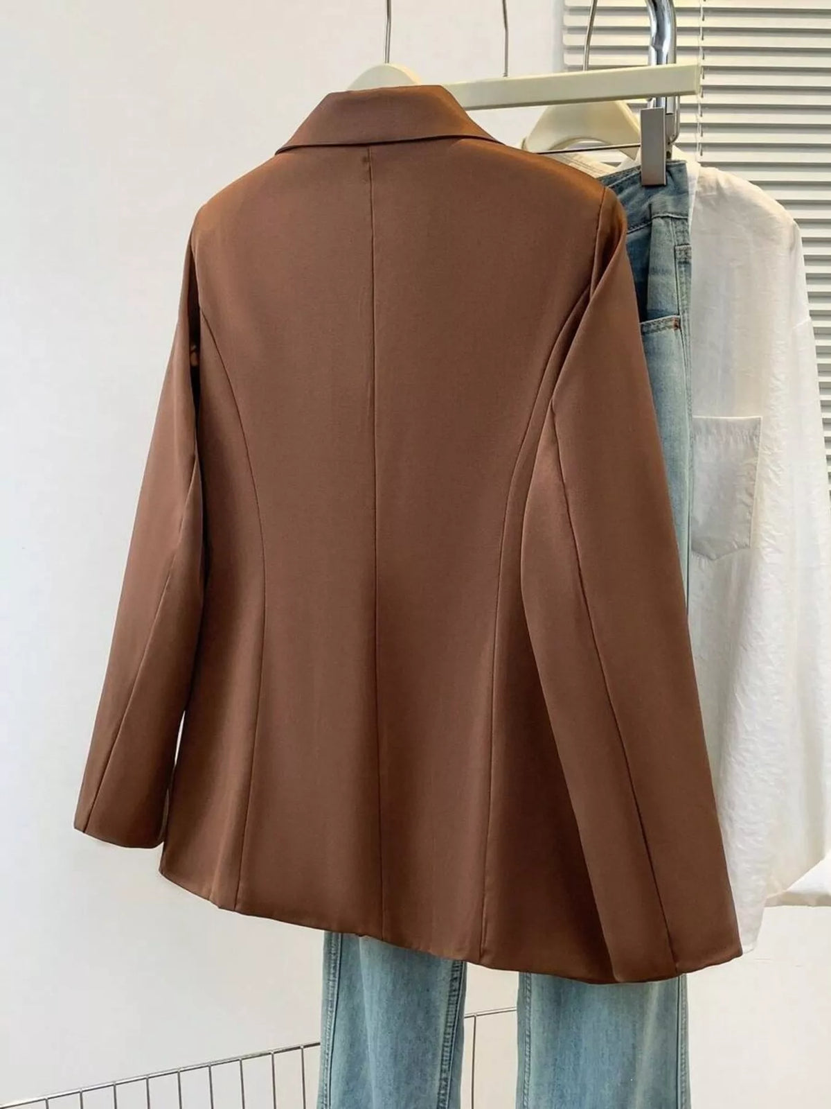 Full Size Single-Breasted Lapel Collar Blazer Plus Size - Lilixa.store
