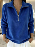 Full Size Corduroy Quarter-Zip Sweatshirt Plus Size - Lilixa.store