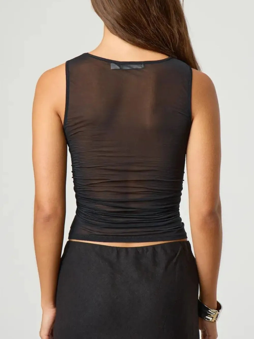 Ruched Round Neck Tank - Lilixa.store
