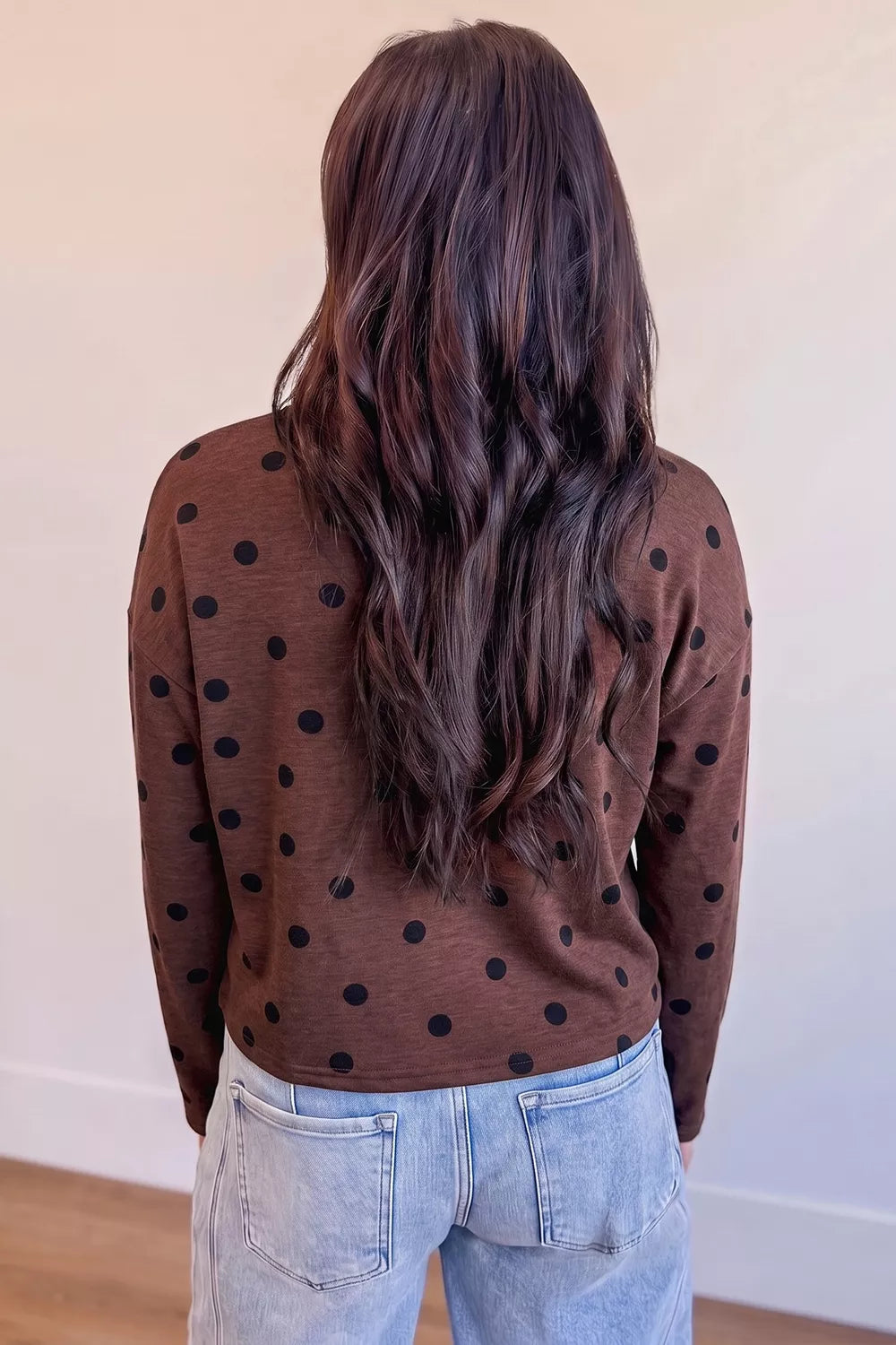 Polka Dot Button Front Long Sleeve Casual Shirt
