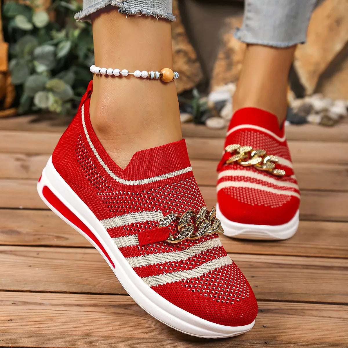 Round Toe Mesh Slip-Ons, view 4