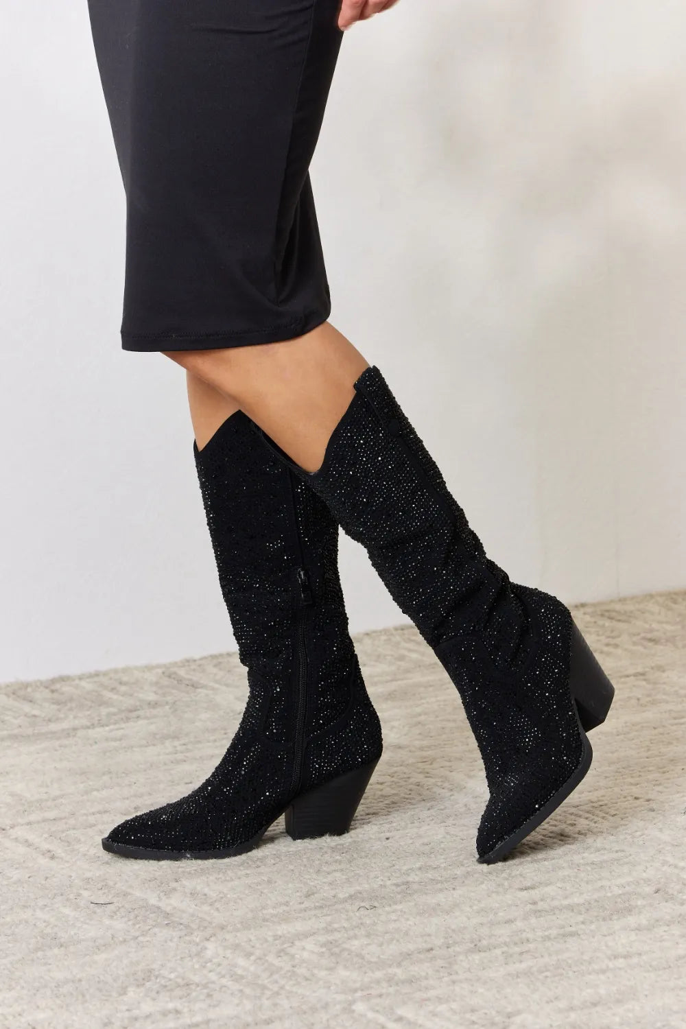 Forever Link Rhinestone Knee High Cowboy Boots - Lilixa.store
