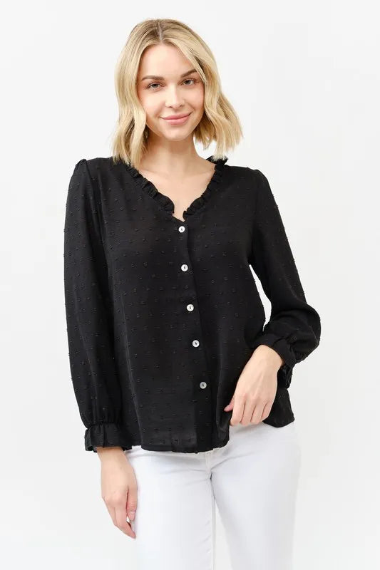 And The Why Polka Dot Ruffle Detailed Blouse Top - Lilixa.store
