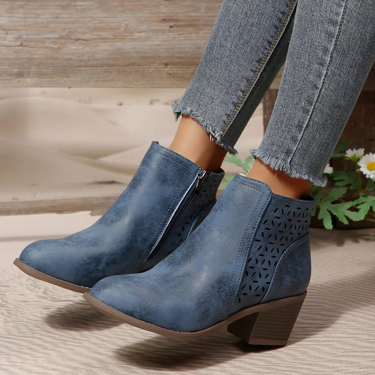 Point Toe Block Heels Boots - Lilixa.store
