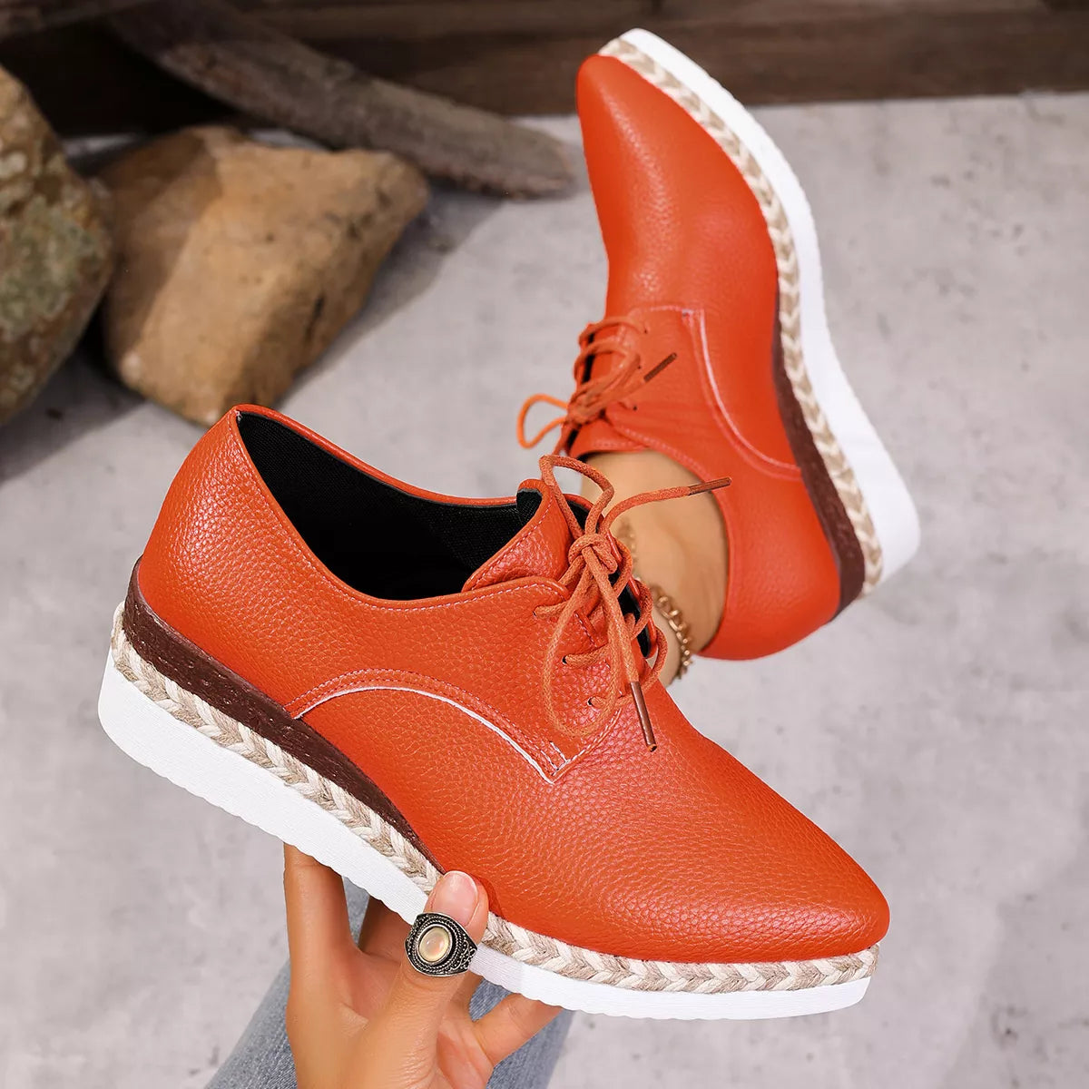 Point Toe Lace Up Sneakers - Lilixa.store