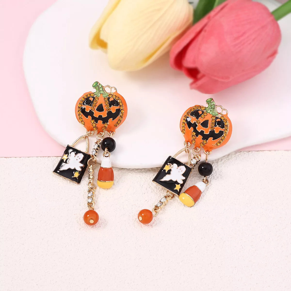 Halloween Pumpkin Ghost Dangle Earrings - Lilixa.store