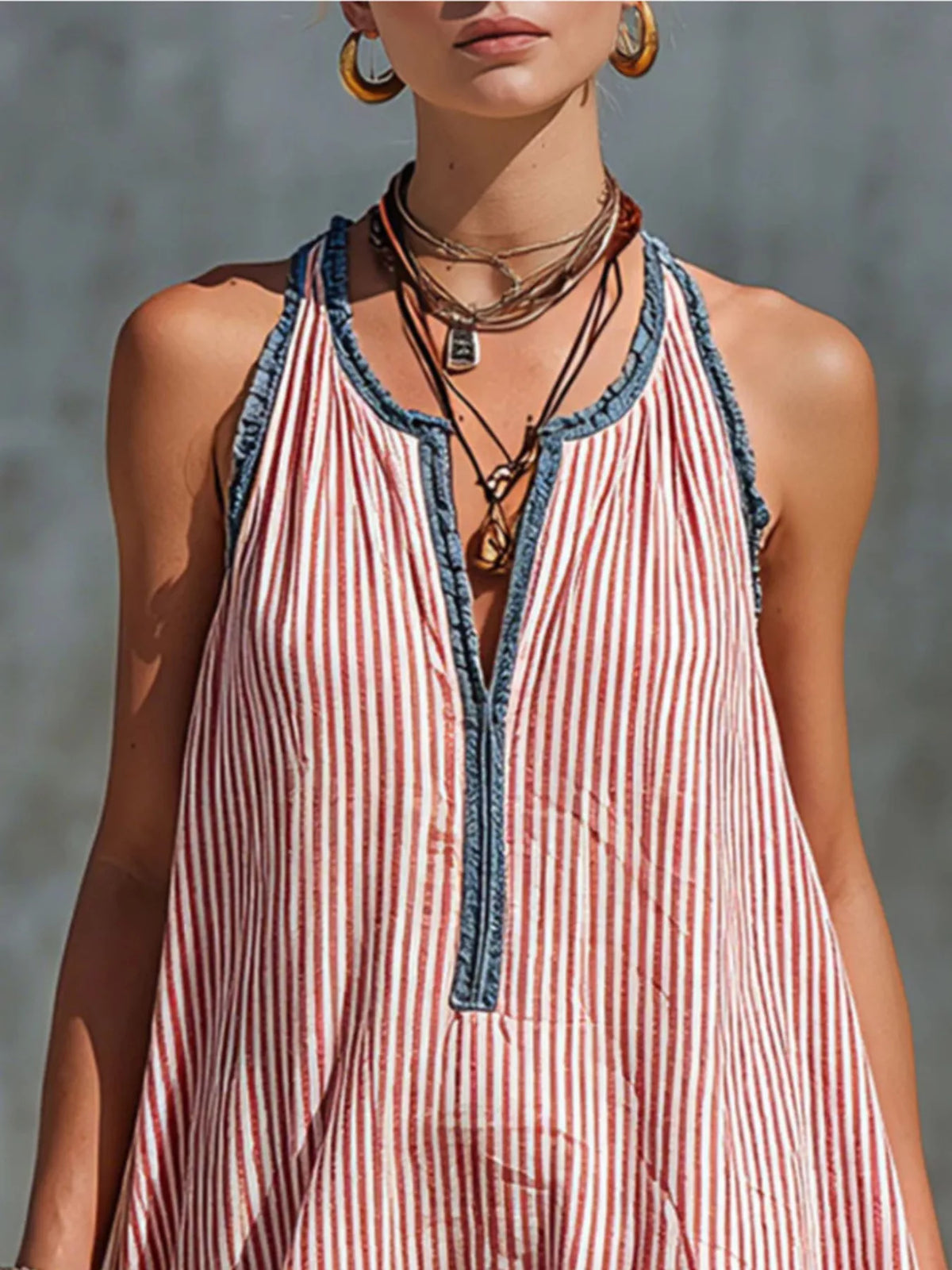 Striped Ruffle Hem Mini Dress