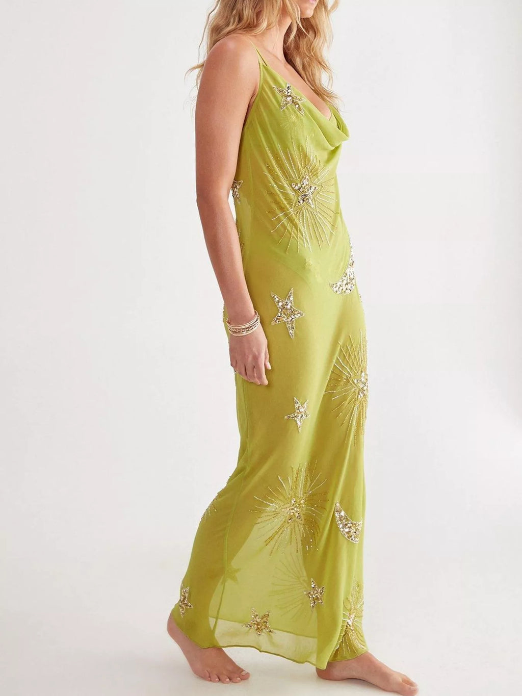 Sequin Backless Maxi Cover Up Dress - Lilixa.store