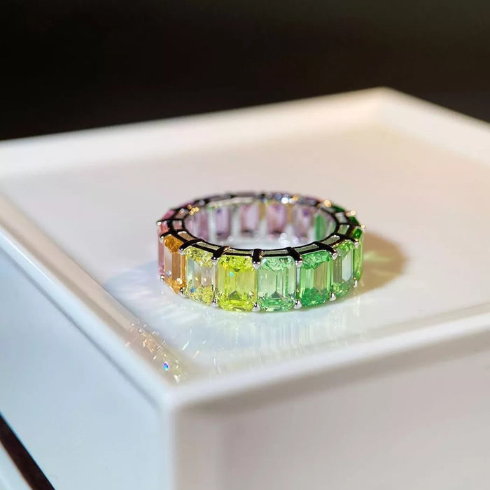 925 Sterling Silver Zircon Ring in Light Green