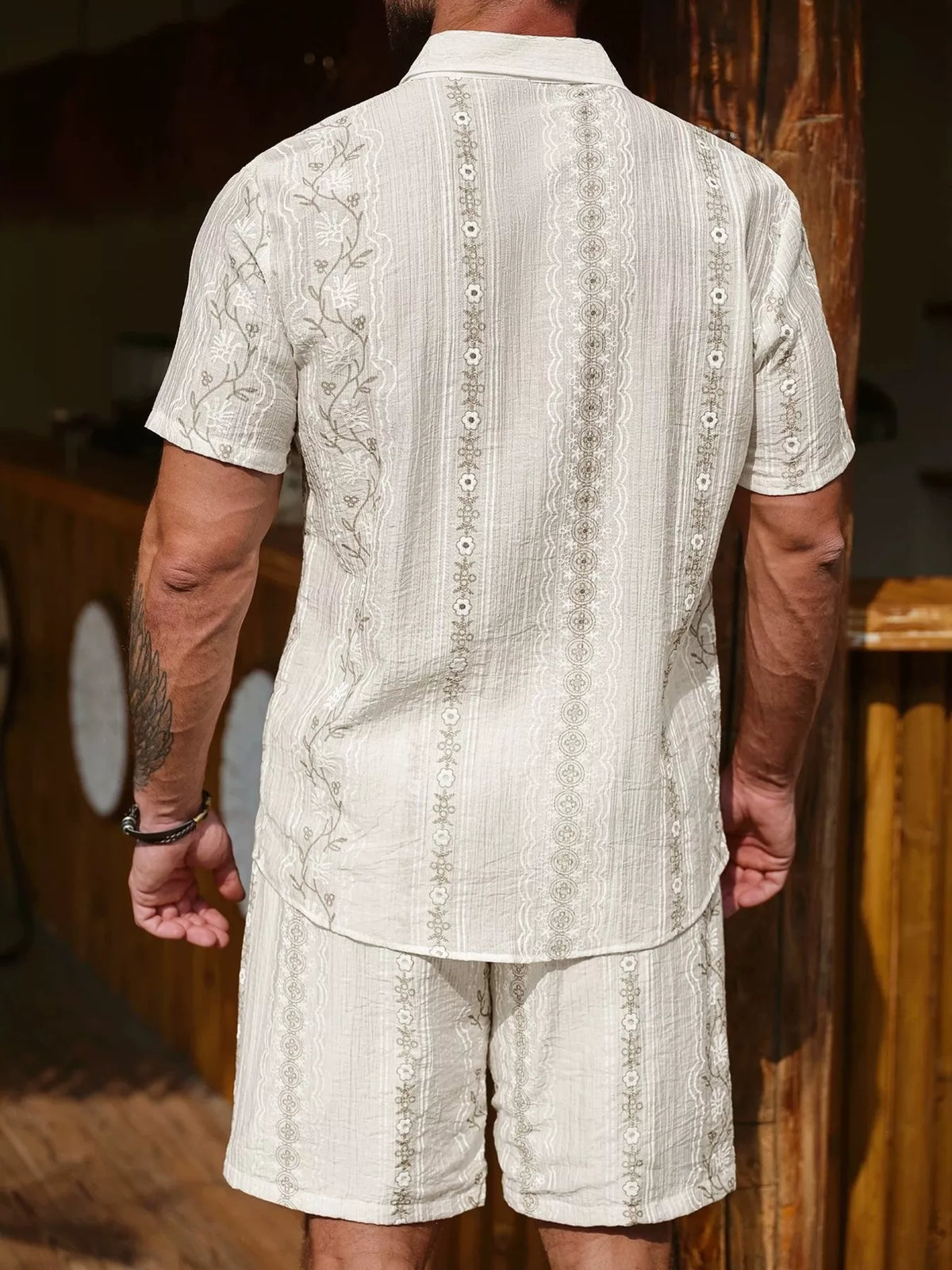 Men's Flower Short Sleeve Shirt and Shorts Set - Lilixa.store