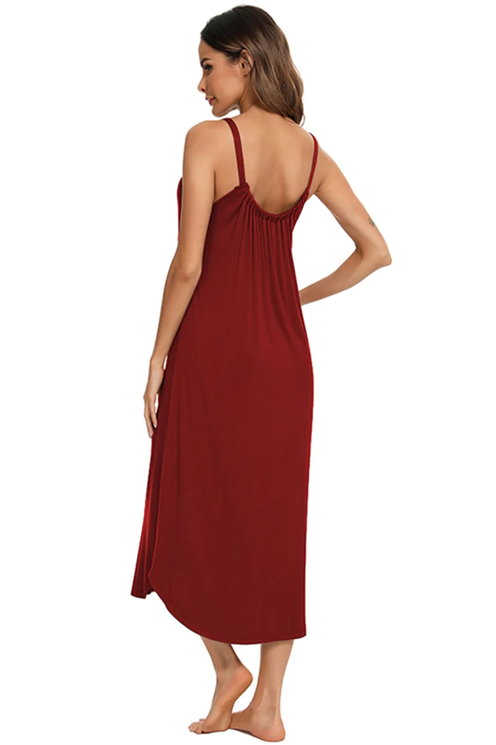 V-Neck Midi Lounge Dress - Lilixa.store