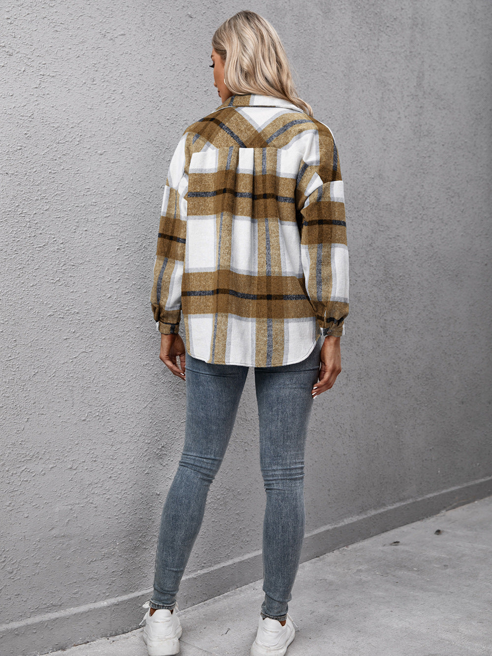 Ivy Lane Plaid Long Sleeve Shirt Jacket, view 4