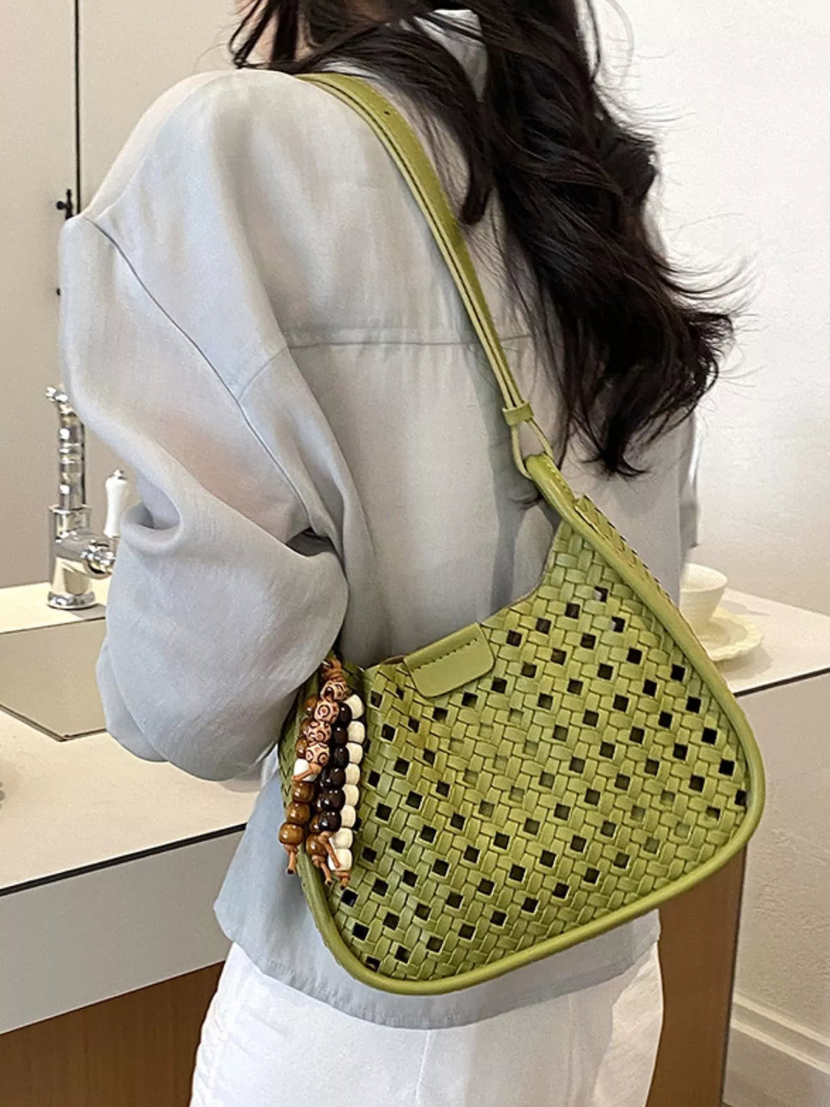 Woven Hollow-Out Shoulder Bag - Lilixa.store