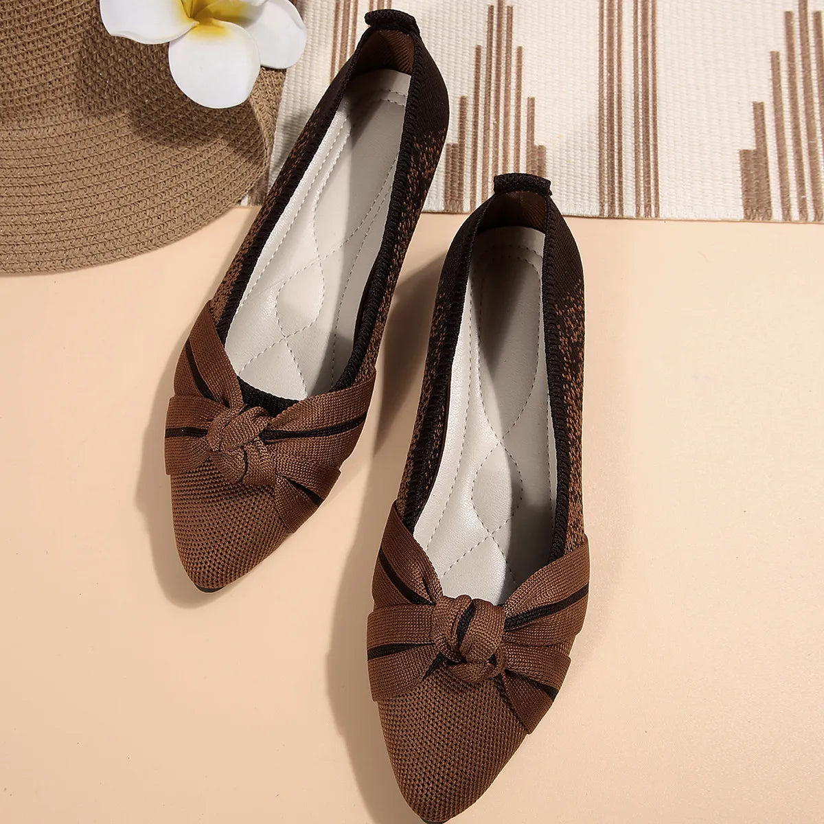 Contrast Point Toe Flats Slip-Ons, view 4